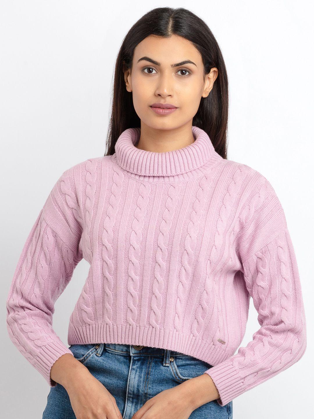 status quo women turtle neck cable knit pullover