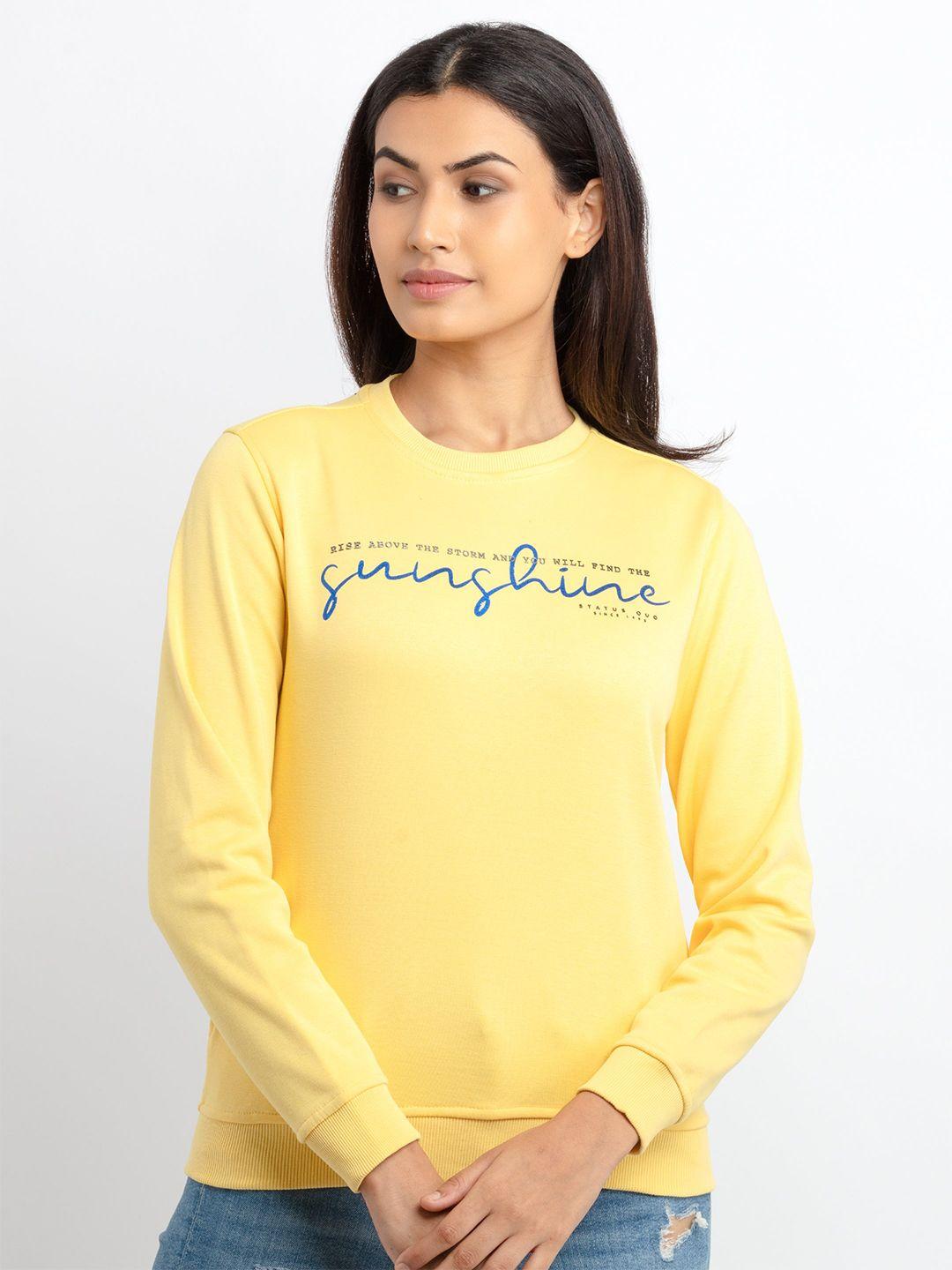 status quo women yellow printed sweatshirt