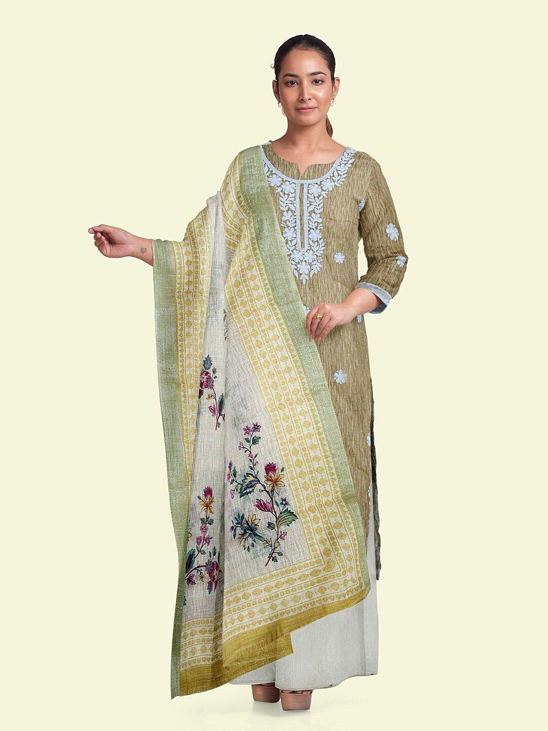 stava creation embroidered linen unstitched dress material