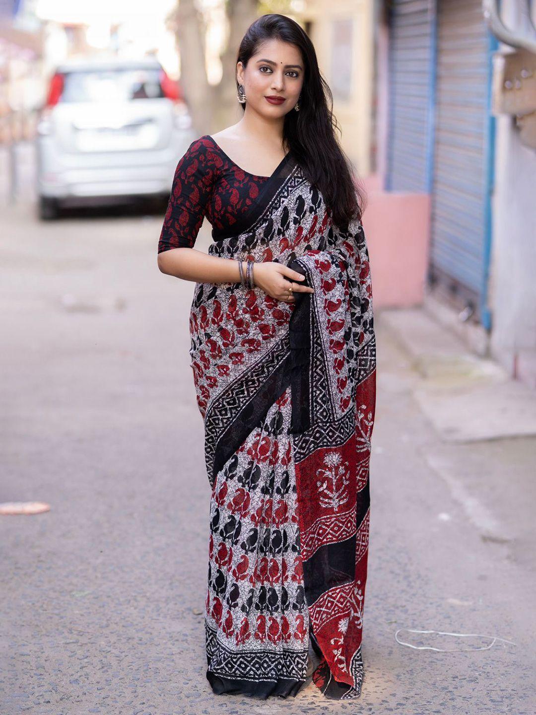 stava creation ethnic motifs linen blend ready to wear saree