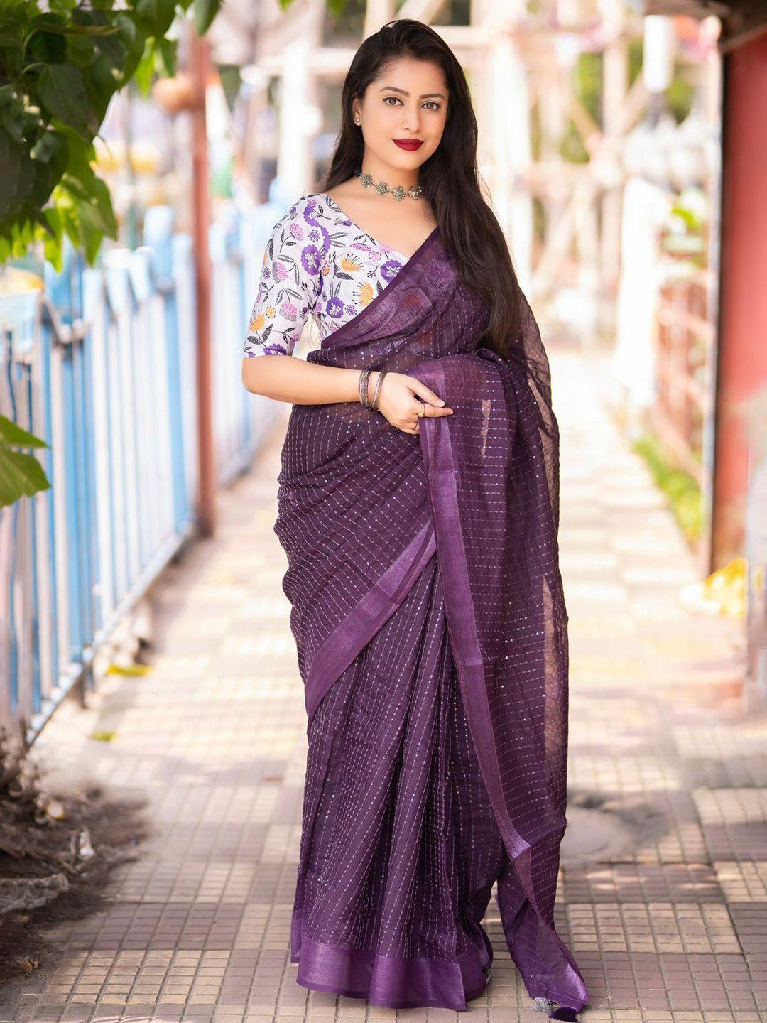 stava creation striped embellished saree