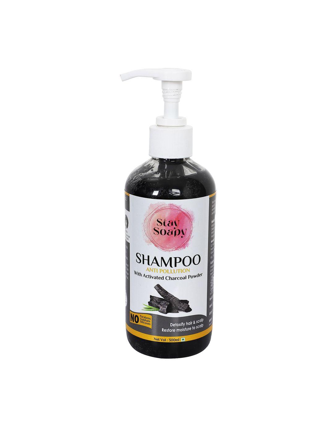 stay soapy anti pollution shampoo with activated charcoal powder - 300 ml