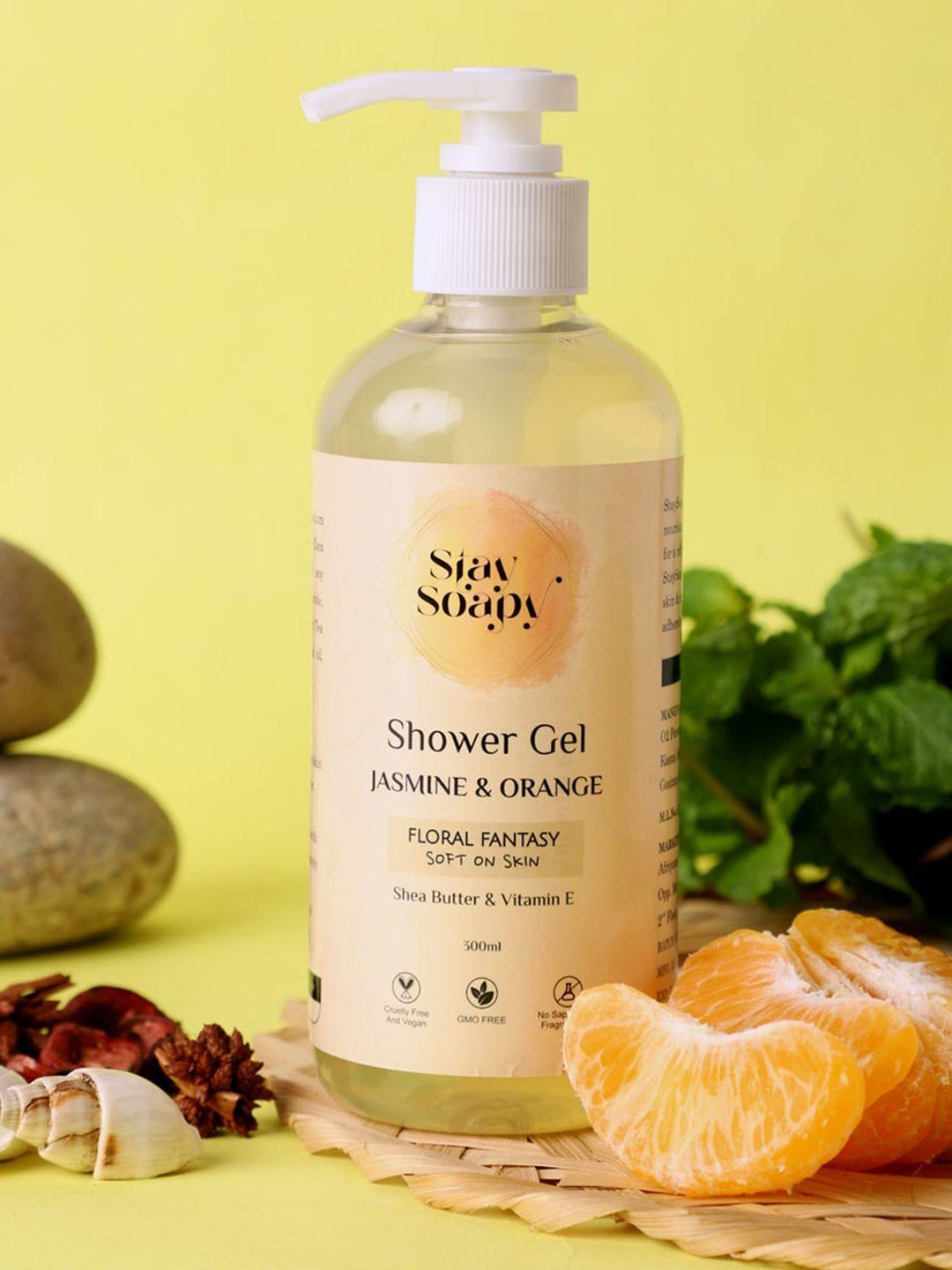 stay soapy set of 4 jasmine & orange with shea butter & vitamin e shower gel 300ml each