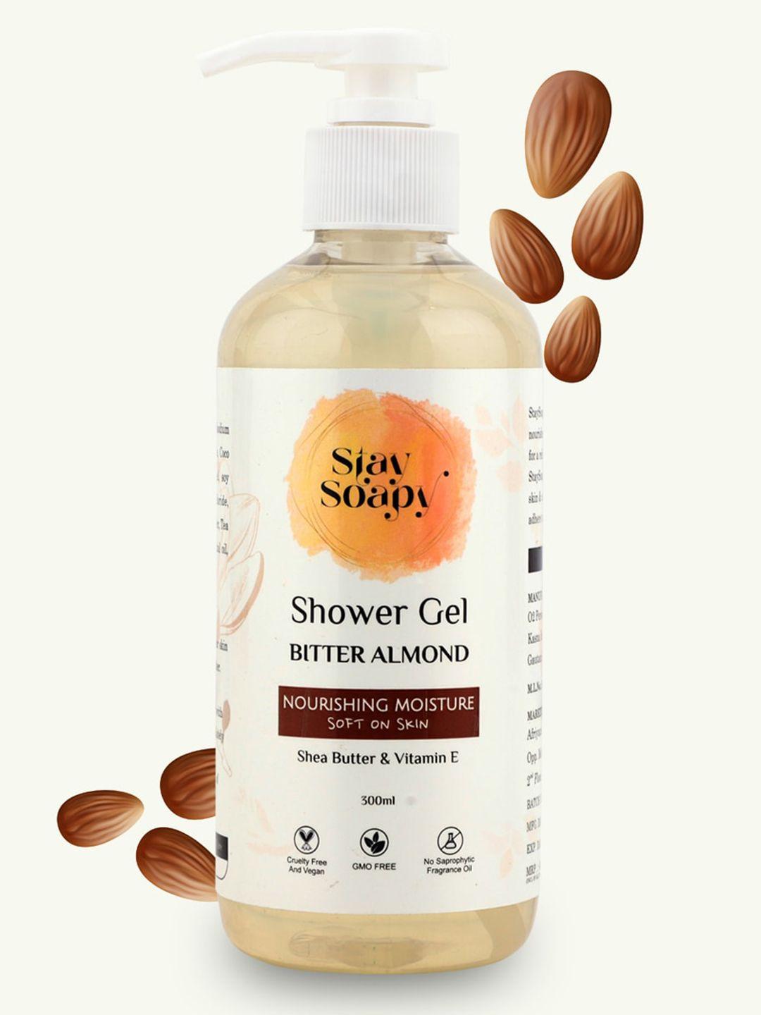 stay soapy set of 5 bitter almond with shea butter & vitamin e shower gel 300ml each