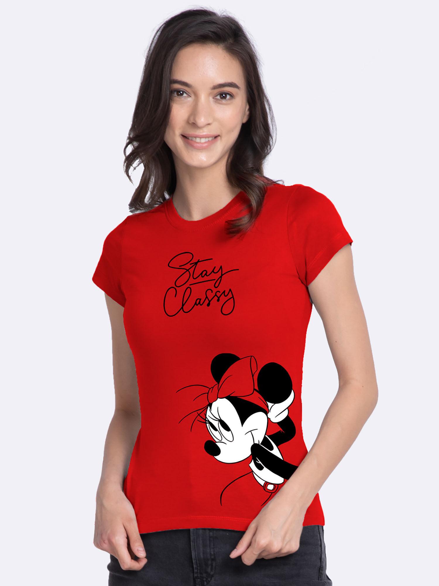 stay classy minnie half sleeve printed t-shirts bold red (dl)