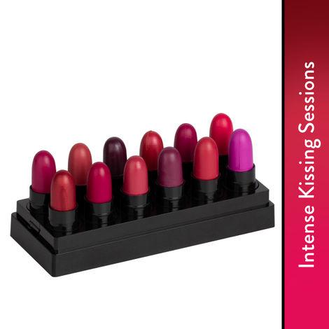 stay quirky lipstick soft matte minis|12 in 1|long lasting|smudgeproof|multicolored| - intense kissing sessions set of 12 mini lipsticks kit 5 (14.4 g)