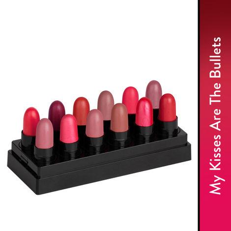 stay quirky lipstick soft matte minis|12 in 1|long lasting|smudgeproof|multicolored| - my kisses are the bullets set of 12 mini lipsticks kit 3 (14.4 g)