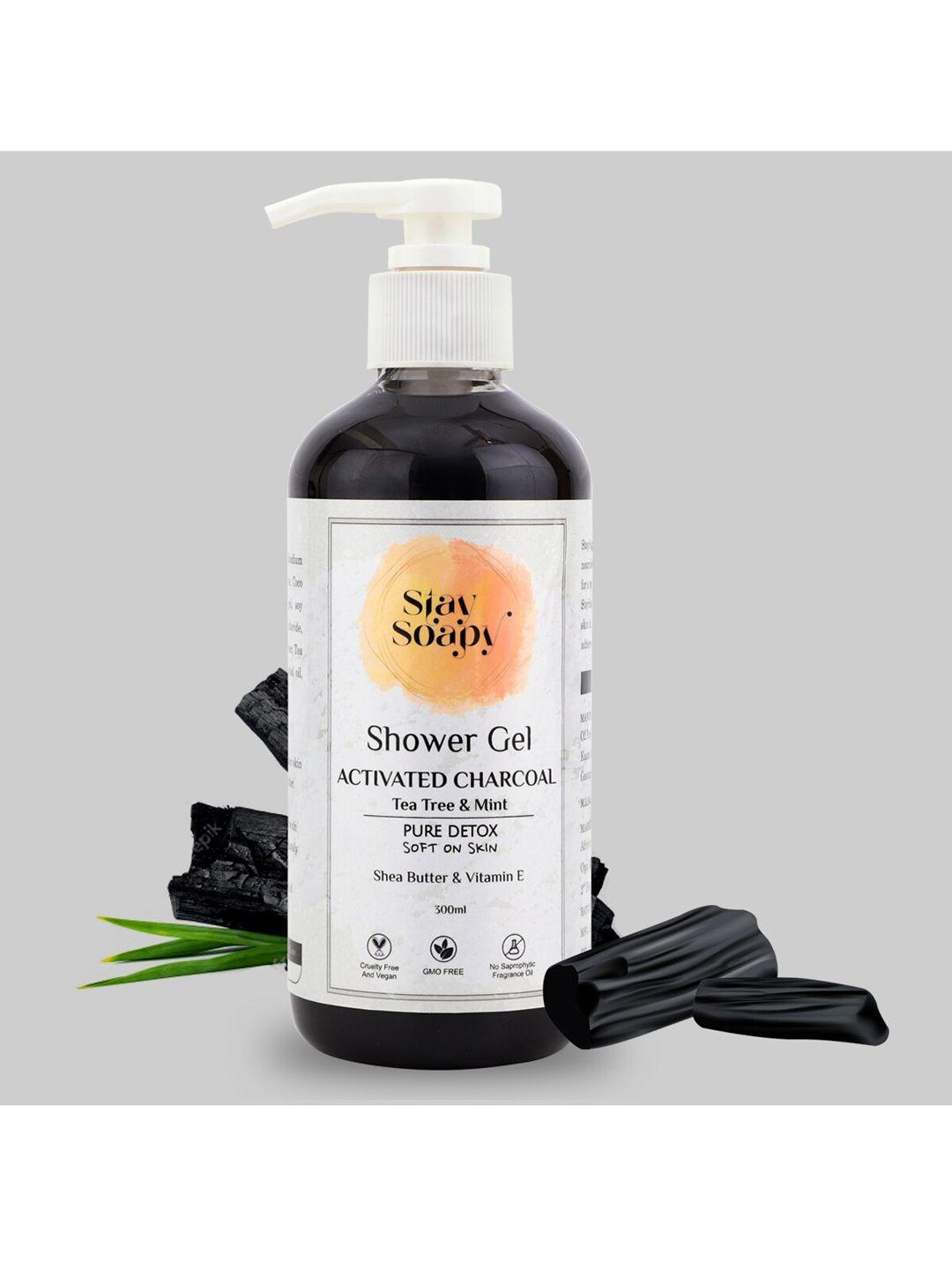 stay soapy pure detox activated charcoal shower gel with tea tree & mint - 300 ml