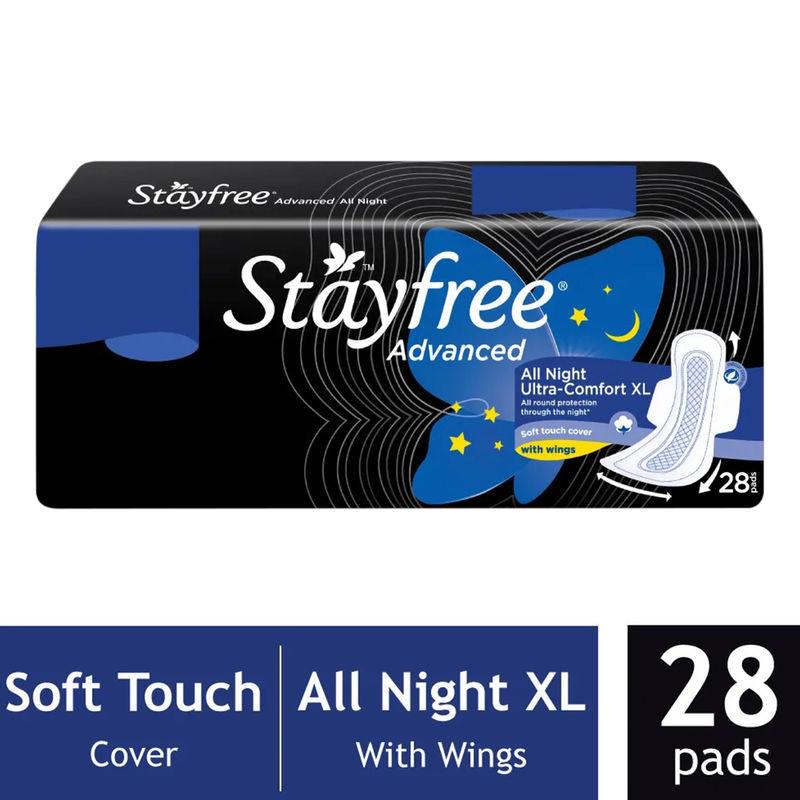 stayfree advanced all nights ultra comfort pads wings - xl 28 pads (save rs. 25)