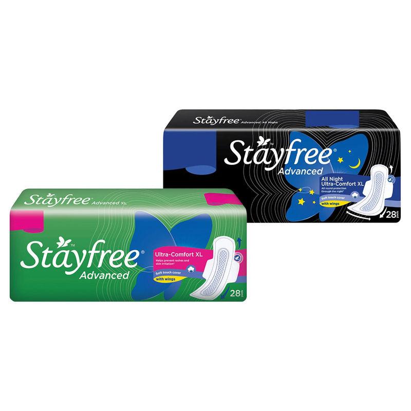 stayfree advanced day and night sanitary pads combo