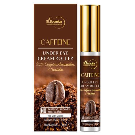 stbotanica caffeine under eye cream roller with ceramides and peptides, 15 ml