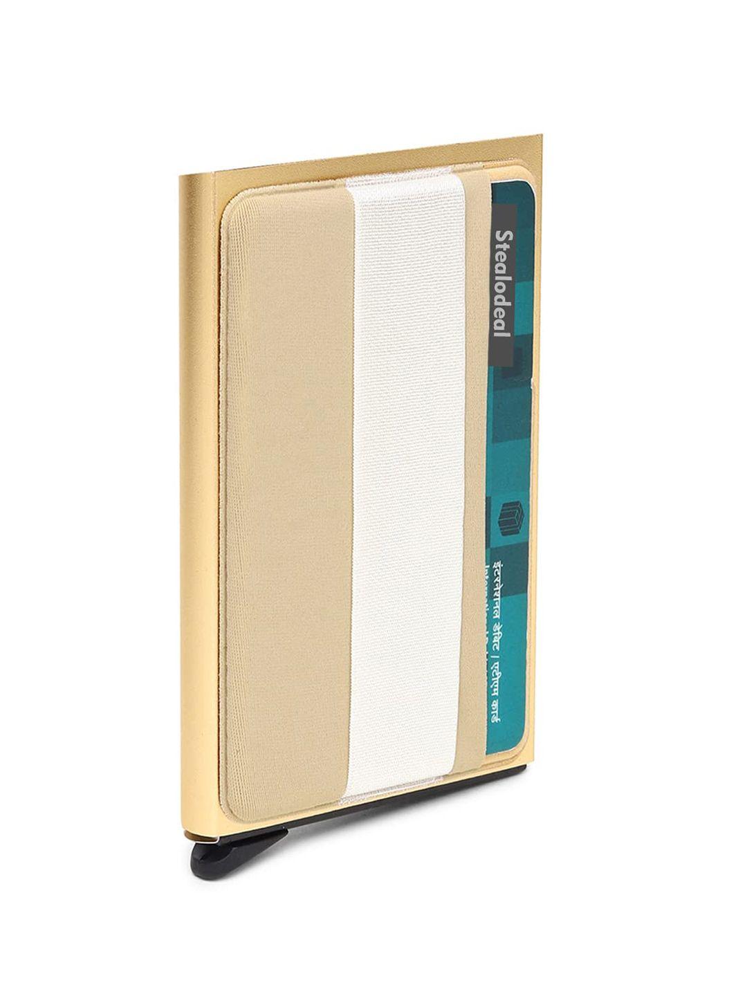 stealodeal unisex gold-toned & white card holder