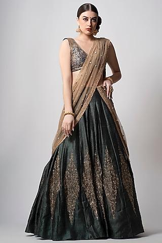 steel grey embroidered lehenga set