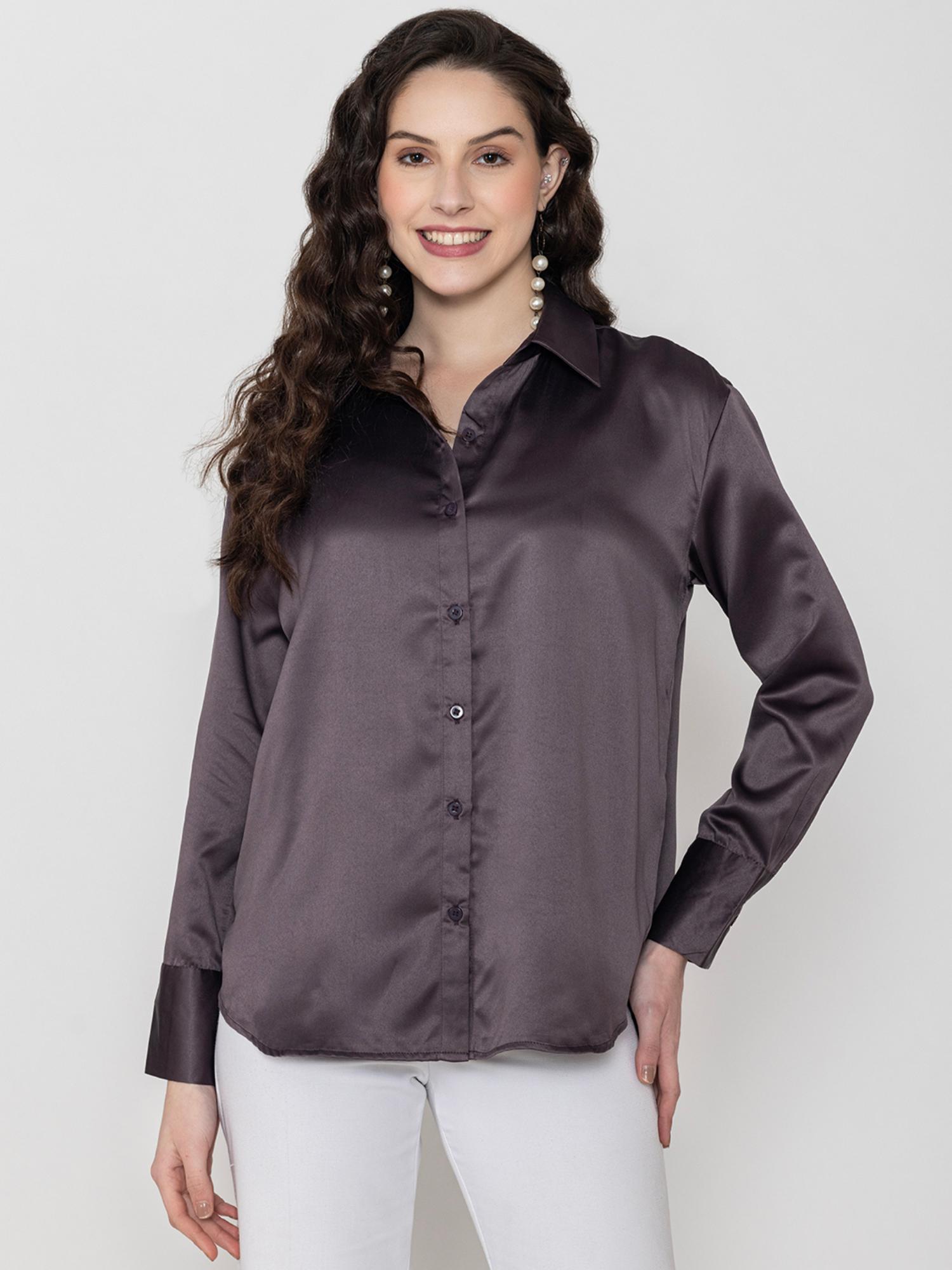 steel grey satin shirt