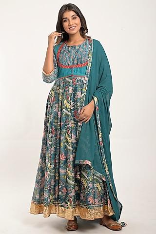 steel printed anarkali set