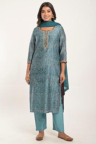 steel printed kurta set