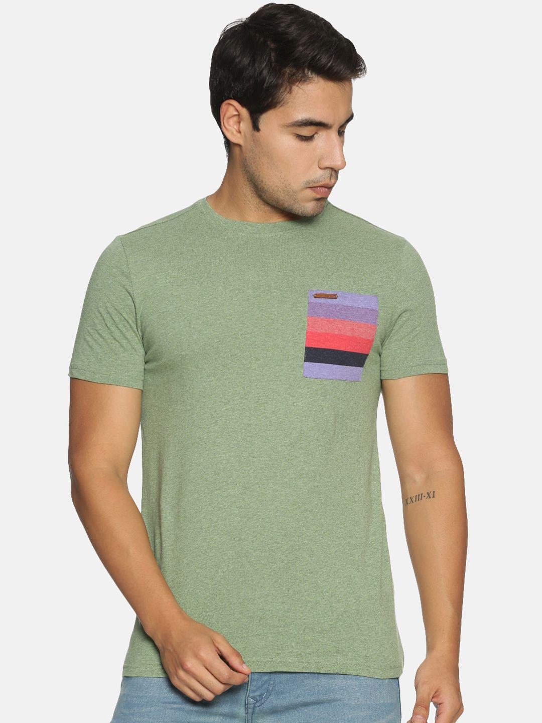 steenbok-men-olive-green-solid-round-neck-pure-cotton-t-shirt