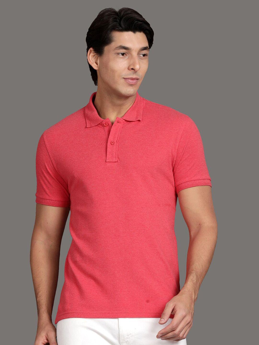 steenbok men red polo collar pure cotton t-shirt