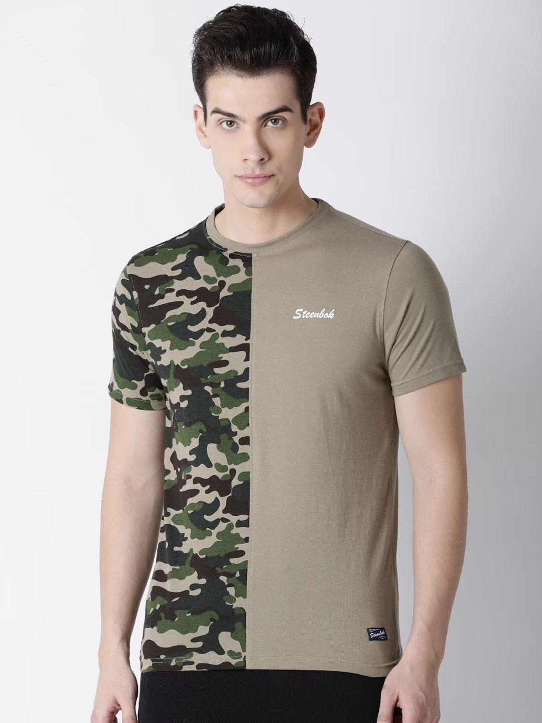 steenbok camouflage printed slim fit cotton t-shirt