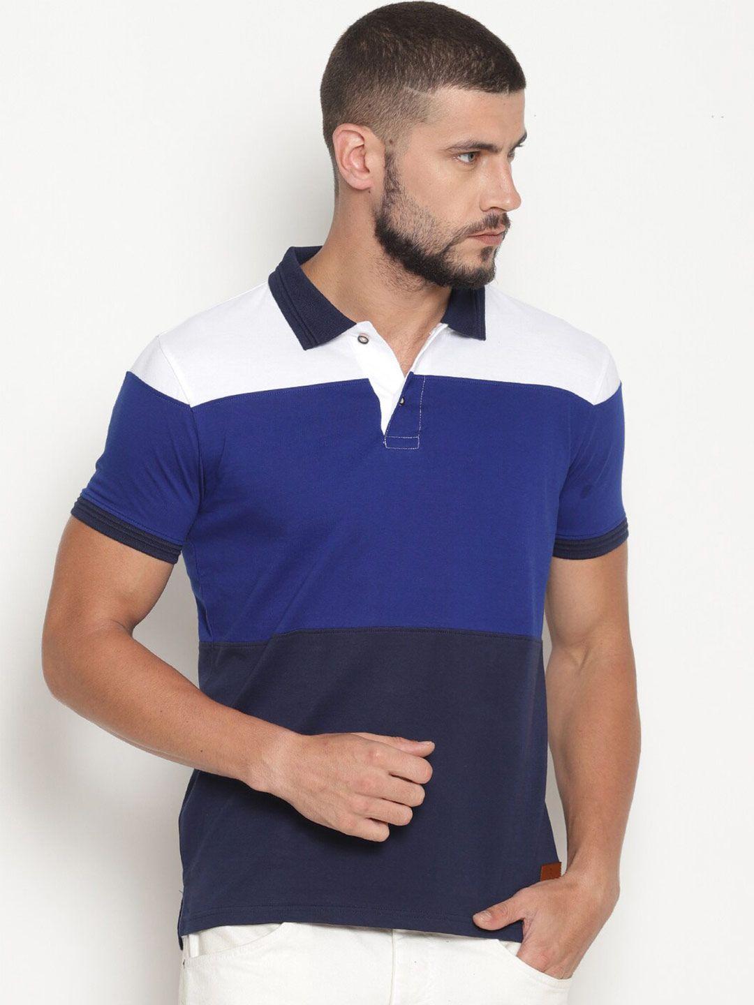 steenbok colourblocked polo collar cotton t-shirt