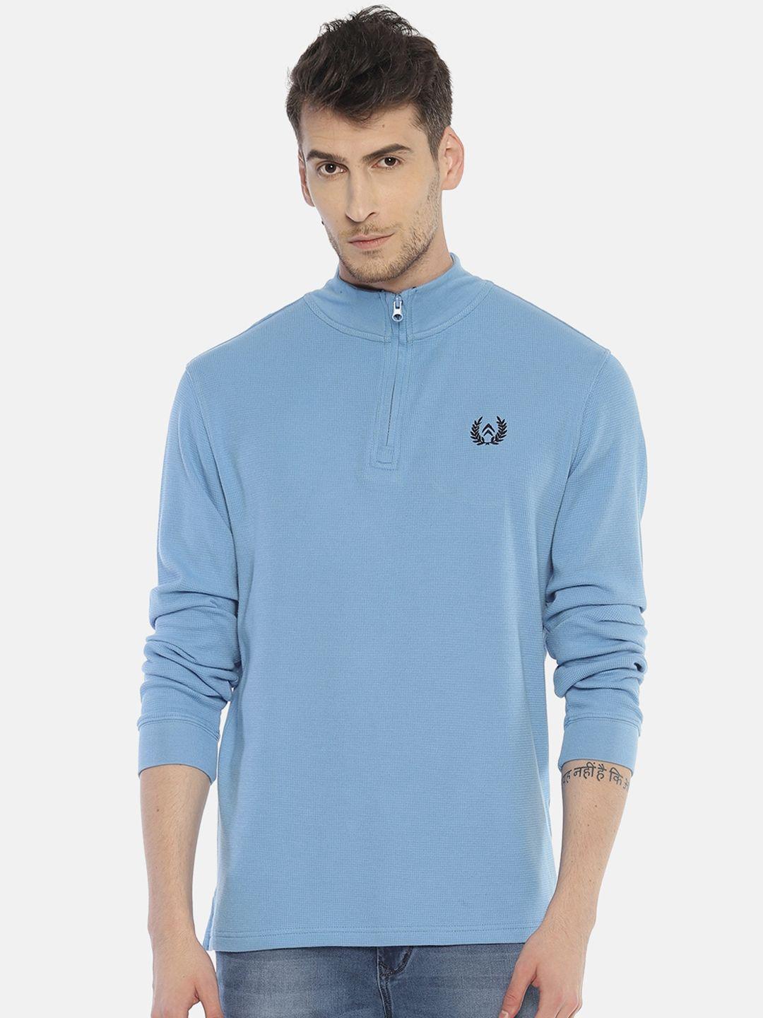 steenbok men blue solid sweatshirt