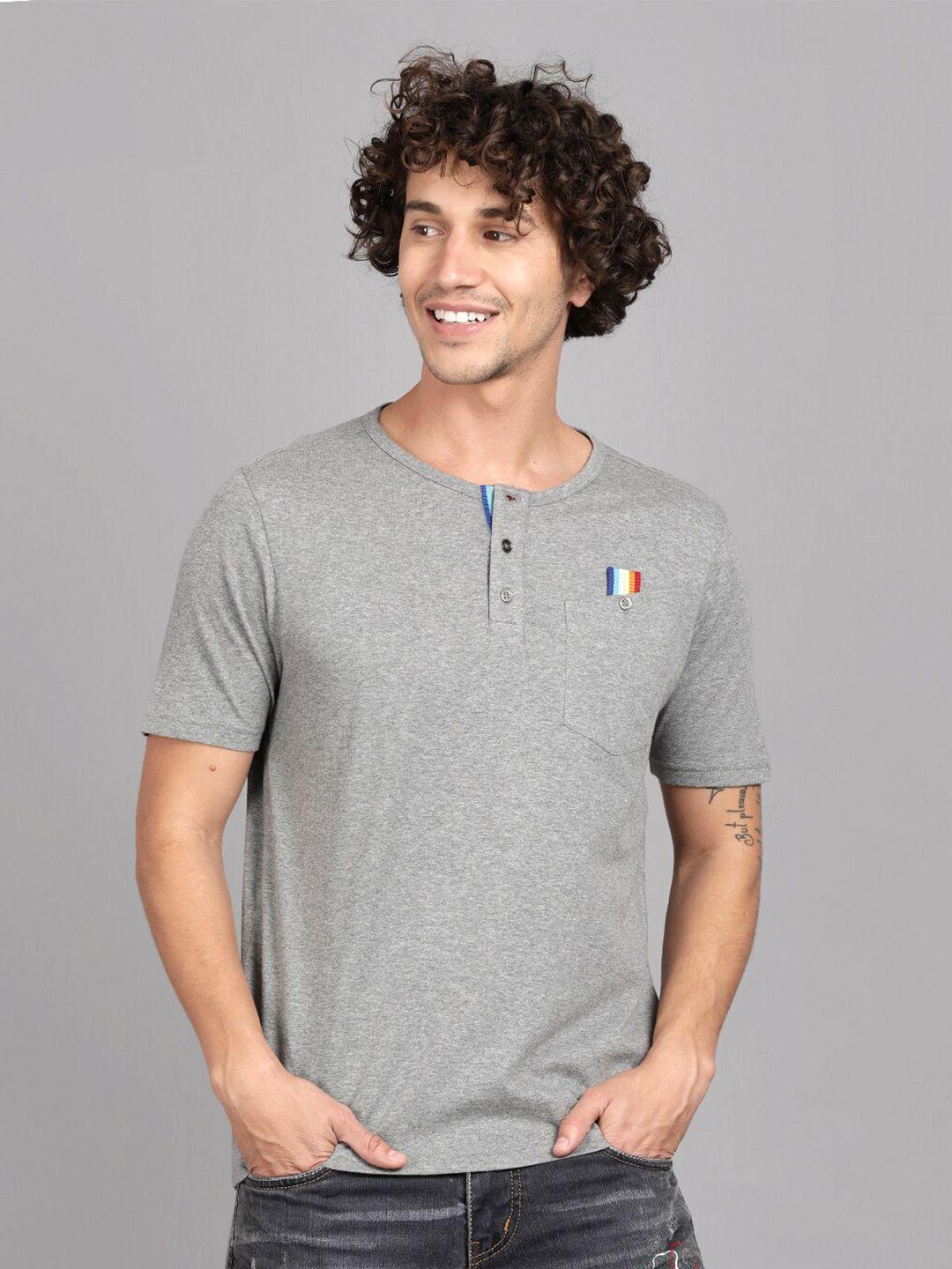 steenbok men grey henley neck t-shirt