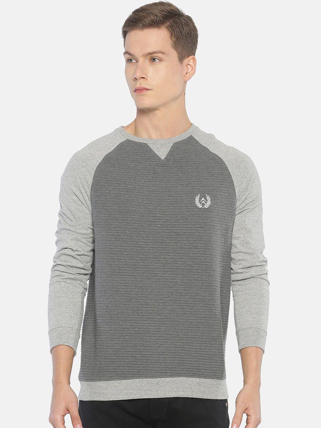 steenbok men grey melange colourblocked sweatshirt