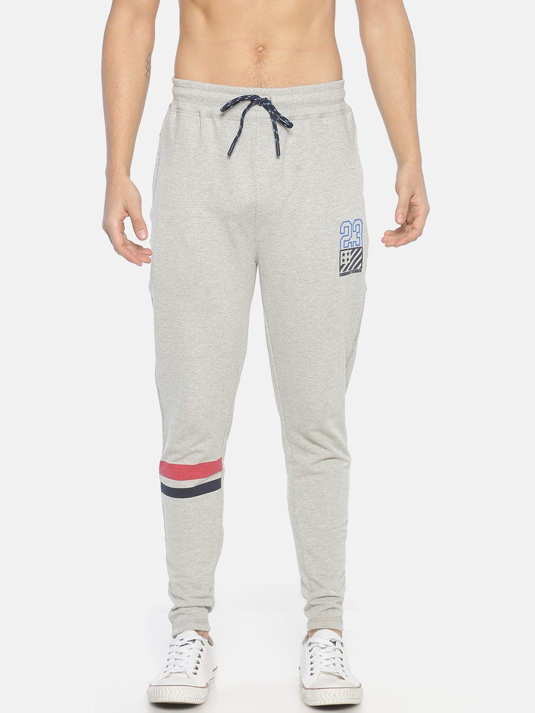 steenbok men grey melange solid straight-fit track pants