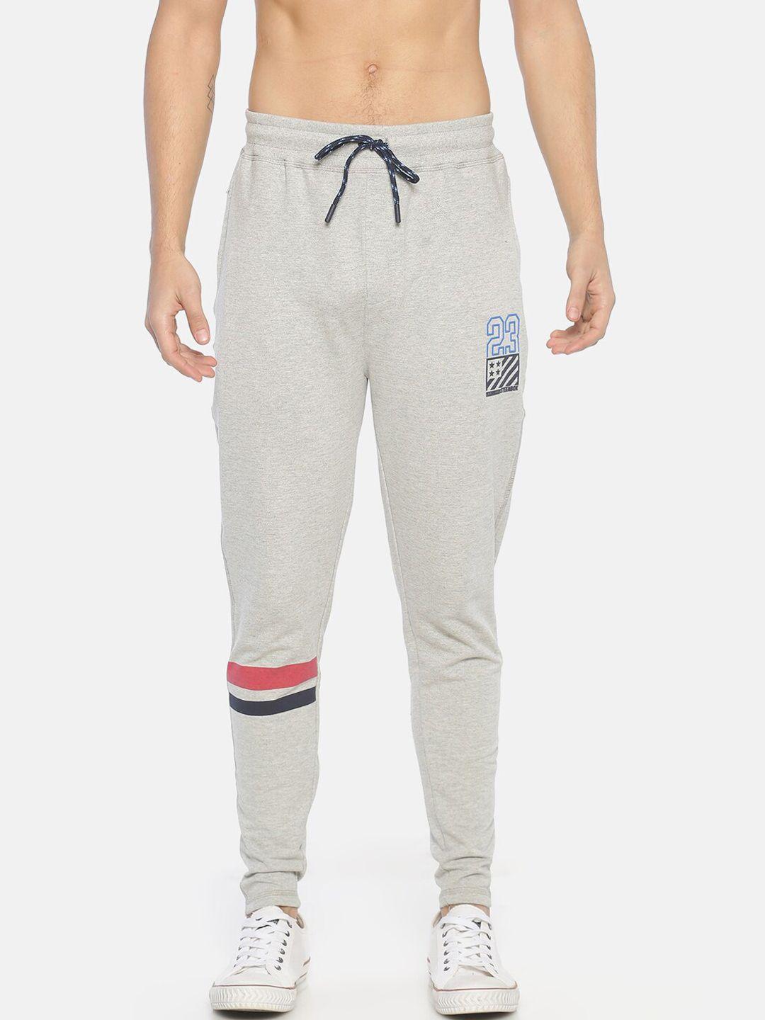 steenbok men grey solid straight-fit joggers
