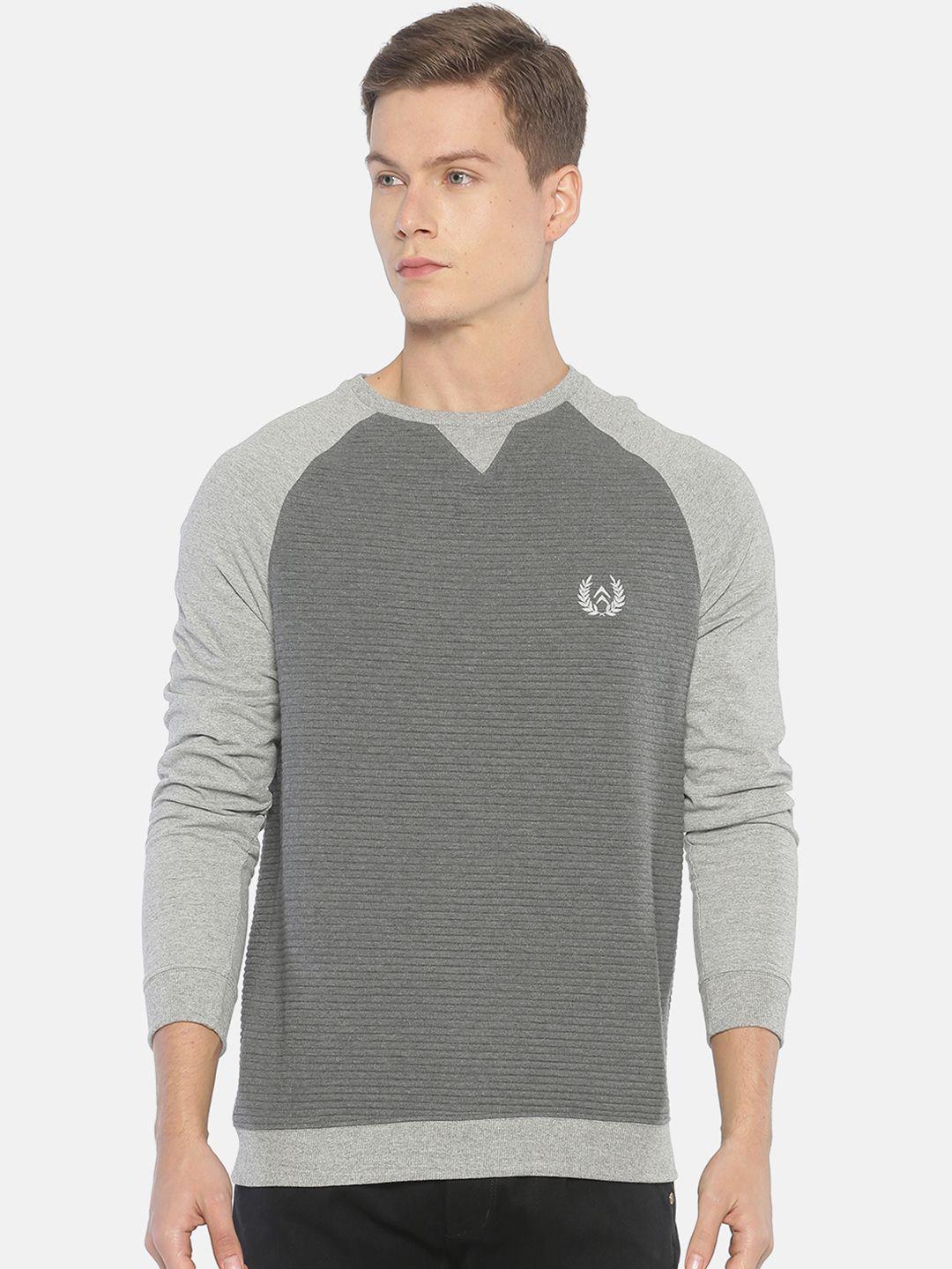 steenbok men grey solid sweatshirt