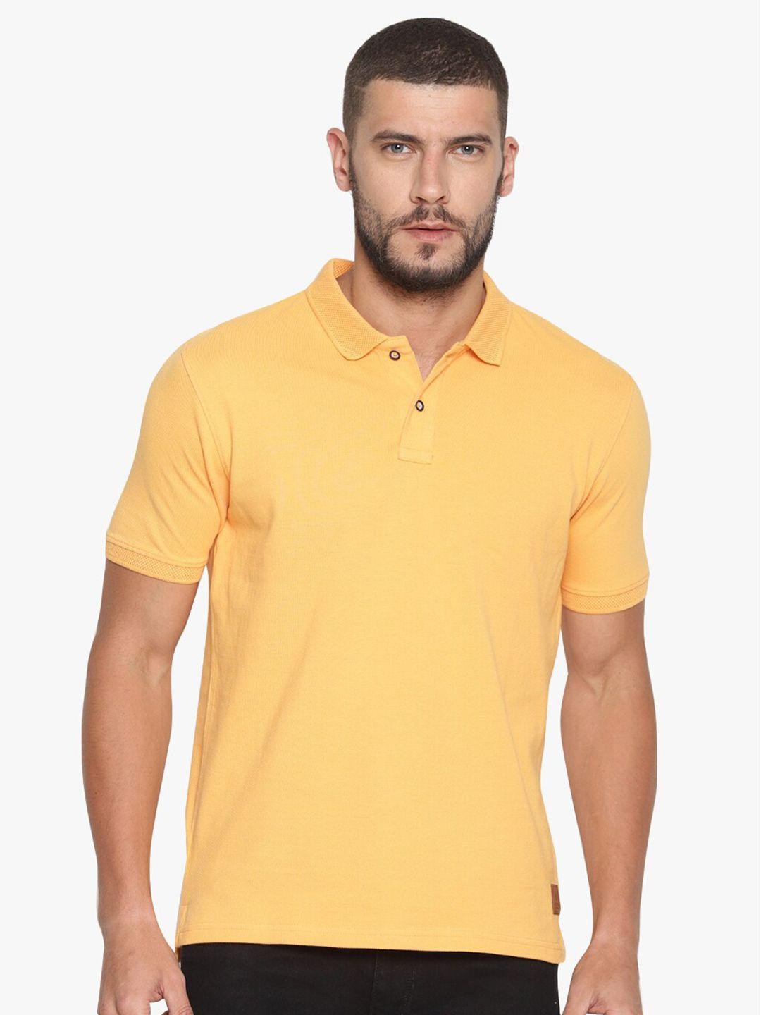 steenbok men peach-coloured polo collar pockets t-shirt