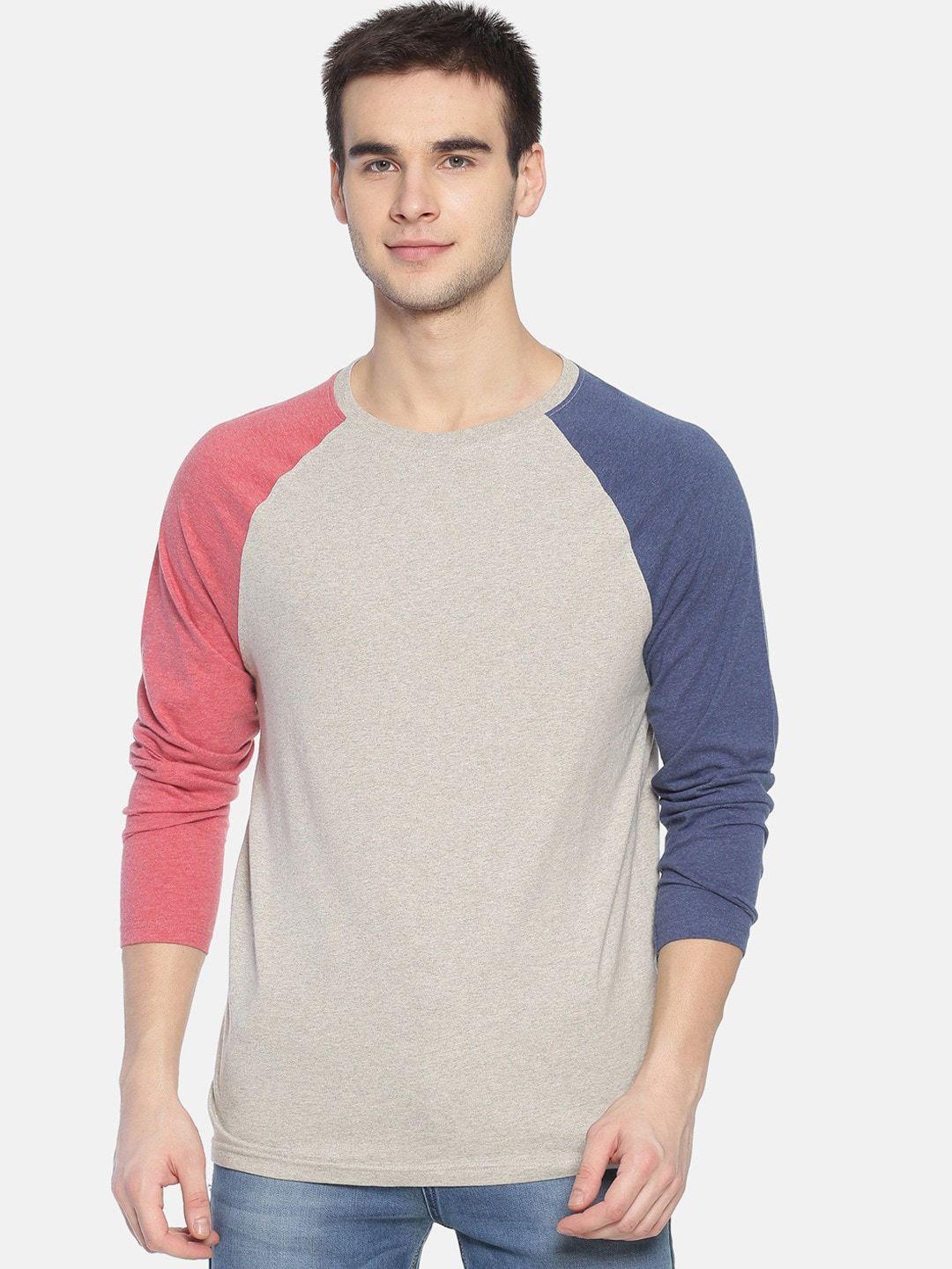 steenbok round neck colourblocked regular fit pure cotton t-shirt