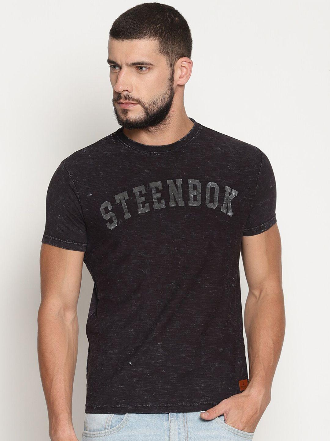 steenbok typography printed cotton slim fit t-shirt