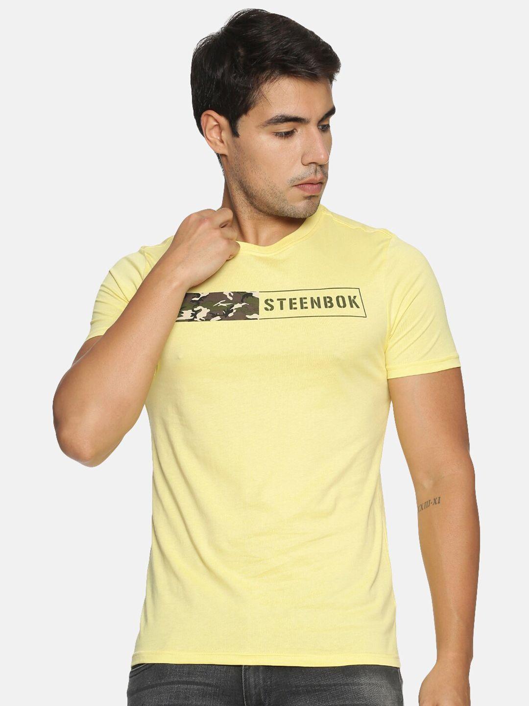 steenbok typography printed slim fit pure cotton t-shirt