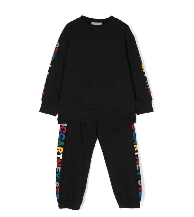 stella mccartney kids black logo print comfort fit tracksuit