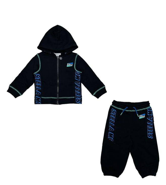 stella mccartney kids black logo relaxed fit tracksuit