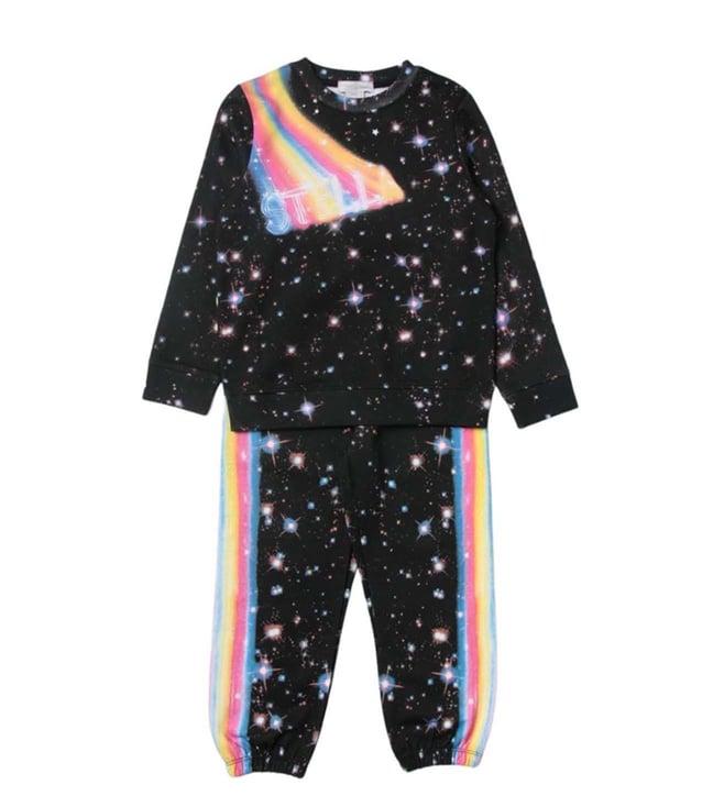 stella mccartney kids black printed fitted tracksuit