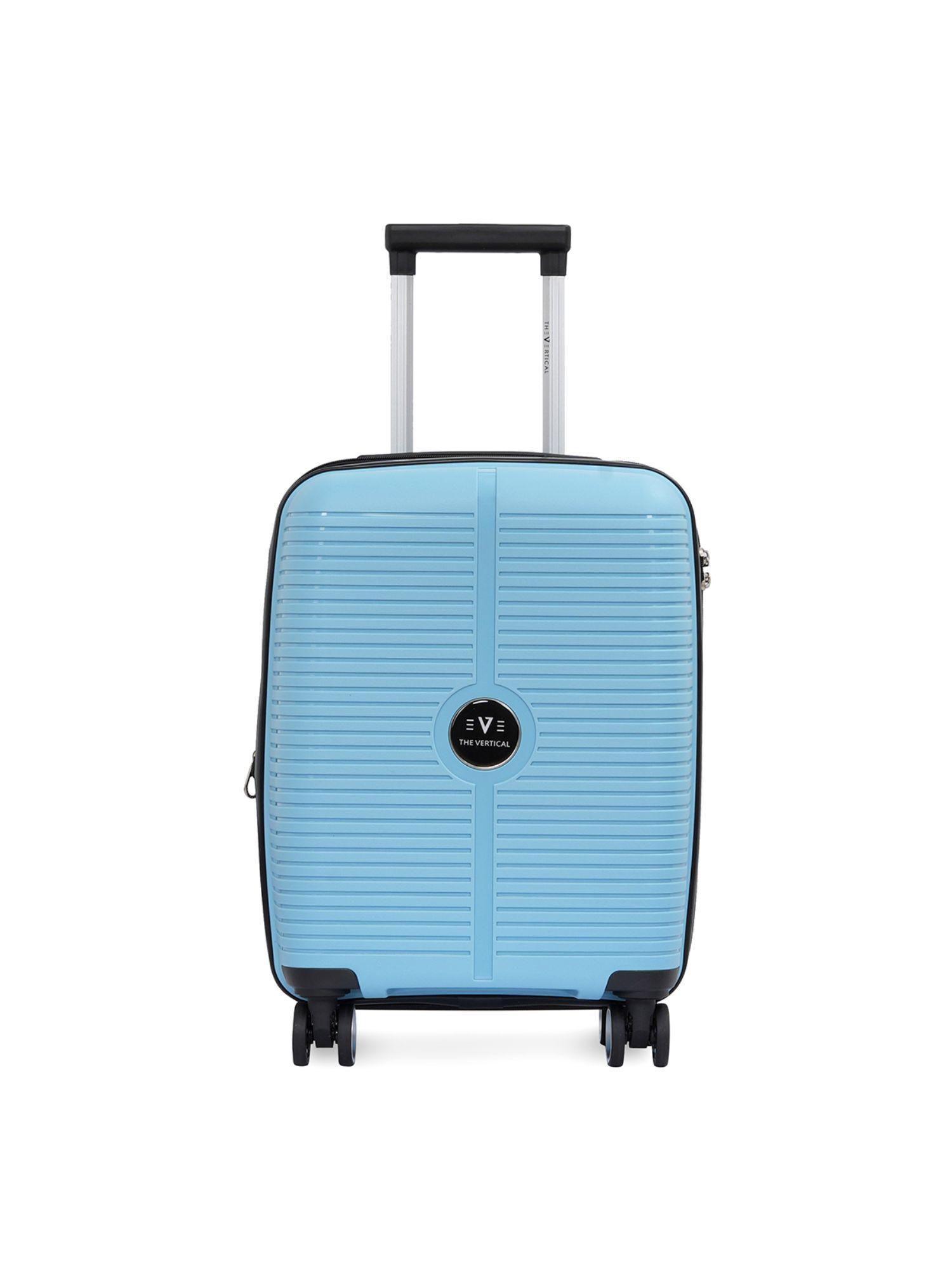 stellar unisex light blue hard luggage cabin trolley for travel