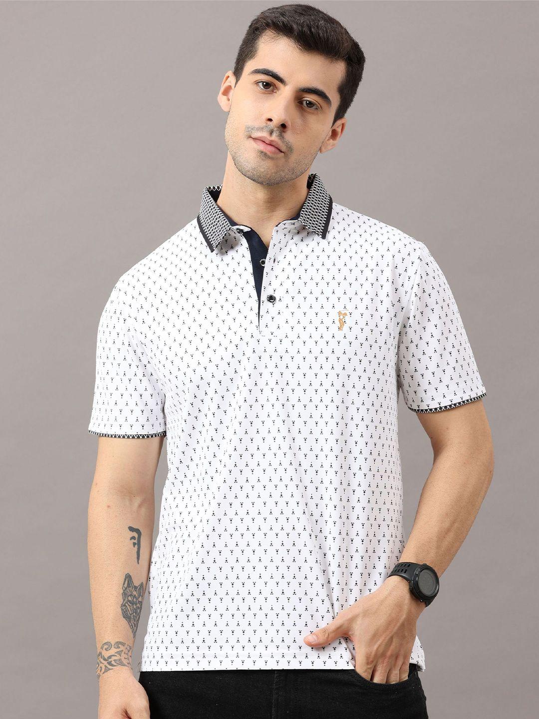 stellers geometric printed polo collar t-shirt