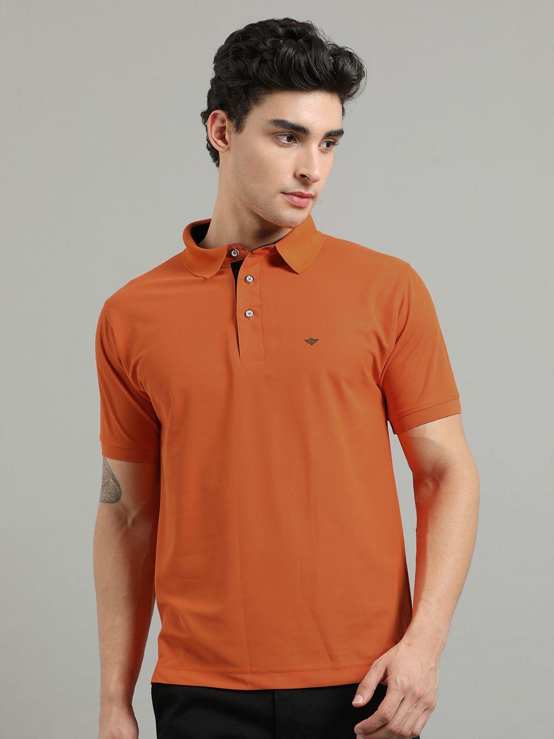 stellers men orange polo collar t-shirt