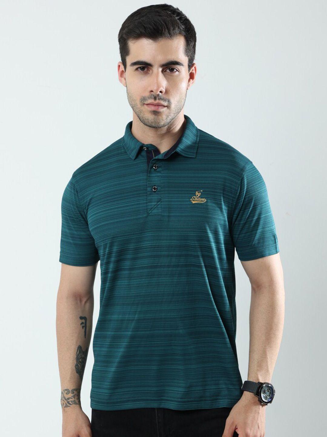 stellers striped polo collar t-shirt
