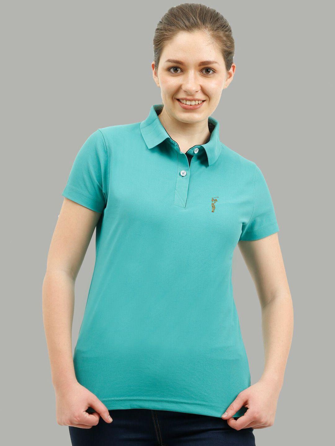 stellers women green polo collar t-shirt