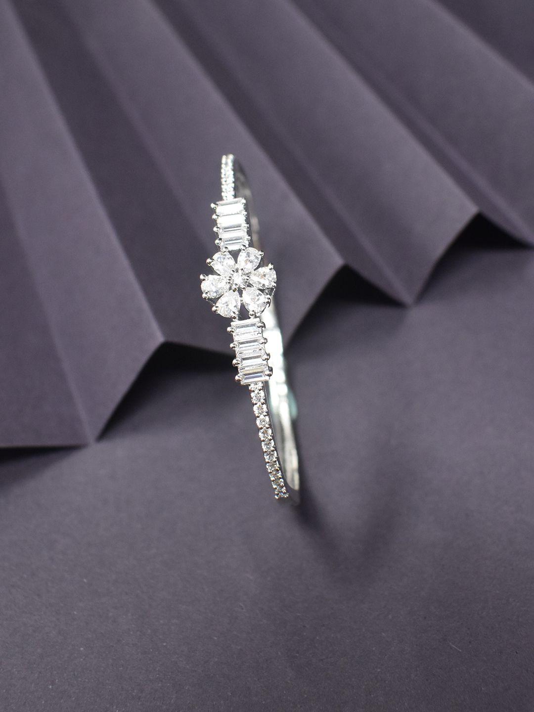 steorra jewels women silver-plated american diamond kada bracelet