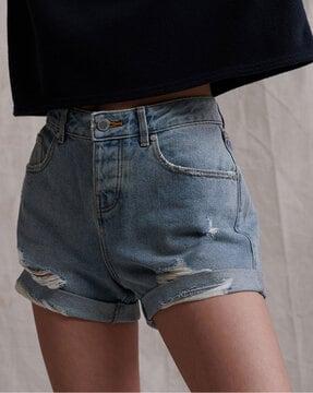 steph lightly washed distressed boyfriend shorts