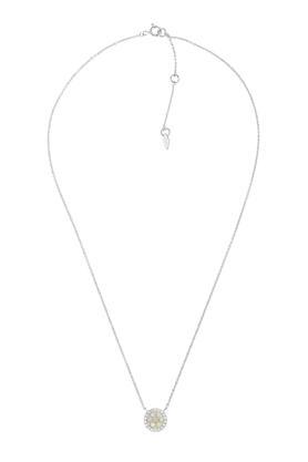 sterling silver crystal womens necklace - jfs00520040