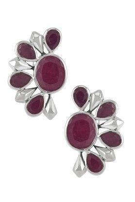 sterling silver dyed ruby floral ear studs