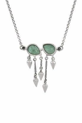 sterling silver emerald pear multi drop necklace