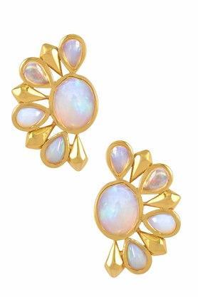 sterling silver gold plated opal floral ear studs