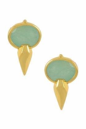 sterling silver gold plated oval emerald ear studs