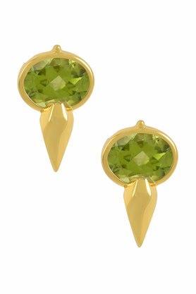 sterling silver gold plated oval peridot ear studs
